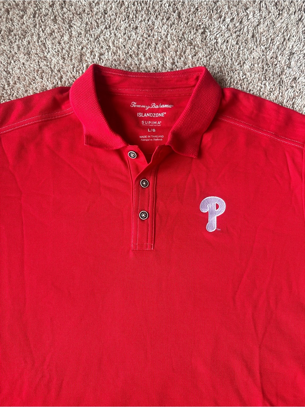 Tommy Bahama IslandZone Supima Cotton Philadelphia Phillies Polo Shirt Men's L